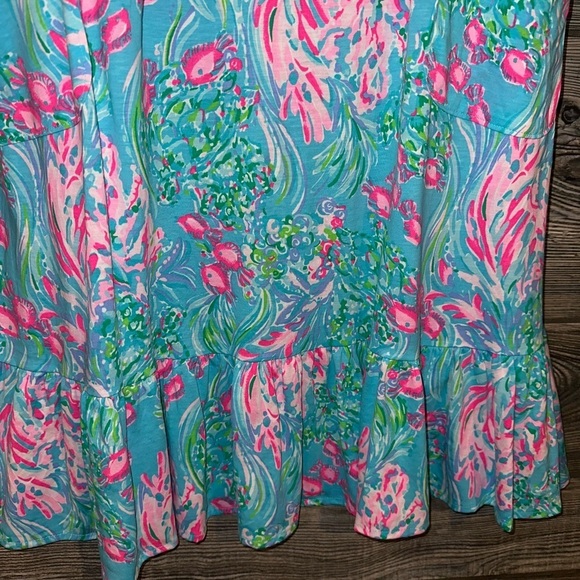 Lilly Pulitzer Kristen Flounce Amalfi Blue Best Fishes Sleeveless Size Large - Picture 6 of 11